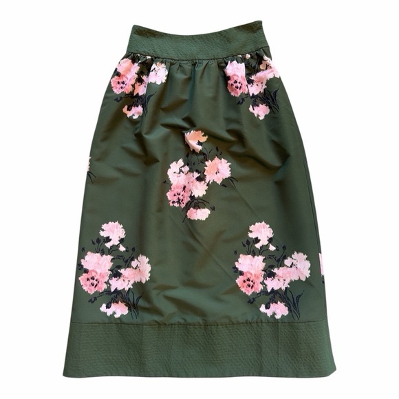 Tuckernuck Louise Olive Floral Midi Skirt size 2 - Picture 2 of 3